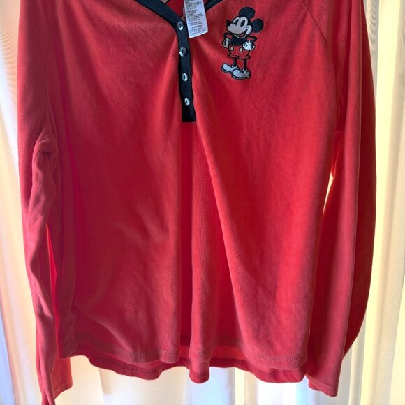 Women's Disney Mickey Mouse Soft Fleece Red Pajama Top & Bottom Size XL (16-18) - Picture 5 of 11